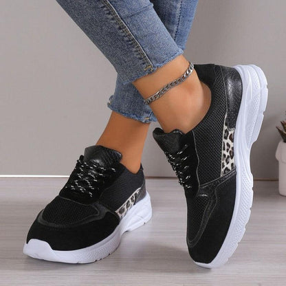 Cheky - Women's Lace Up Sneakers Breathable Mesh Flat Shoes Fashion Casual Lightweight Running Sports Shoes