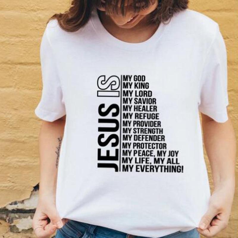 Cheky - Jesus Is My God King Everything Women Vintage Tops tshirts