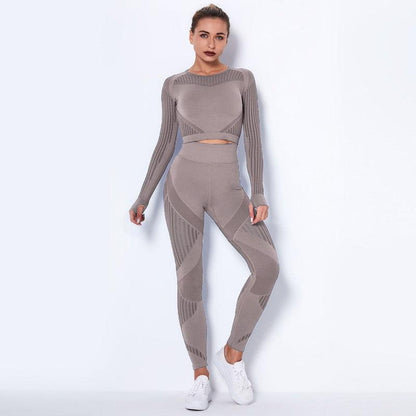 Cheky - Seamless Knitted Absorbent Yoga Long-Sleeved Suit Yoga Wearsuit