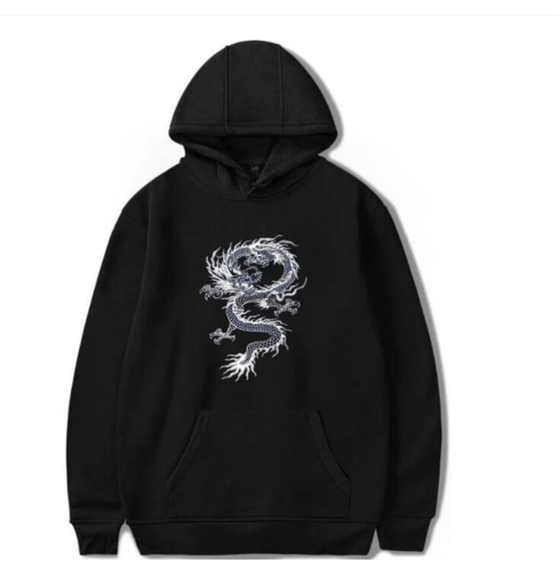 Cheky - Hoodies Men's Chinese Dragon Print Hoodie Street Casual