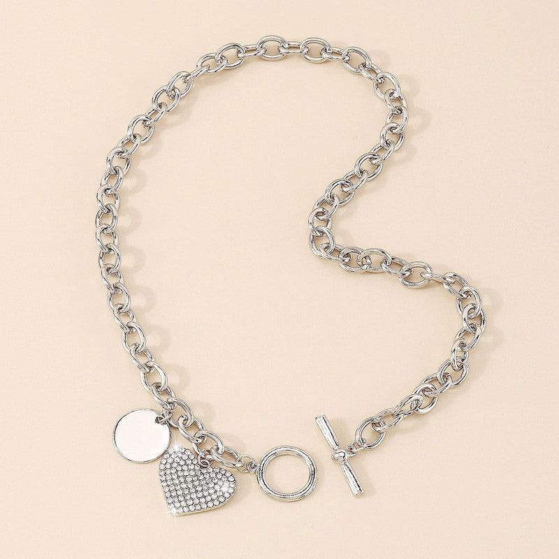 Cheky - Women's Round Heart Shape With Diamond Necklace