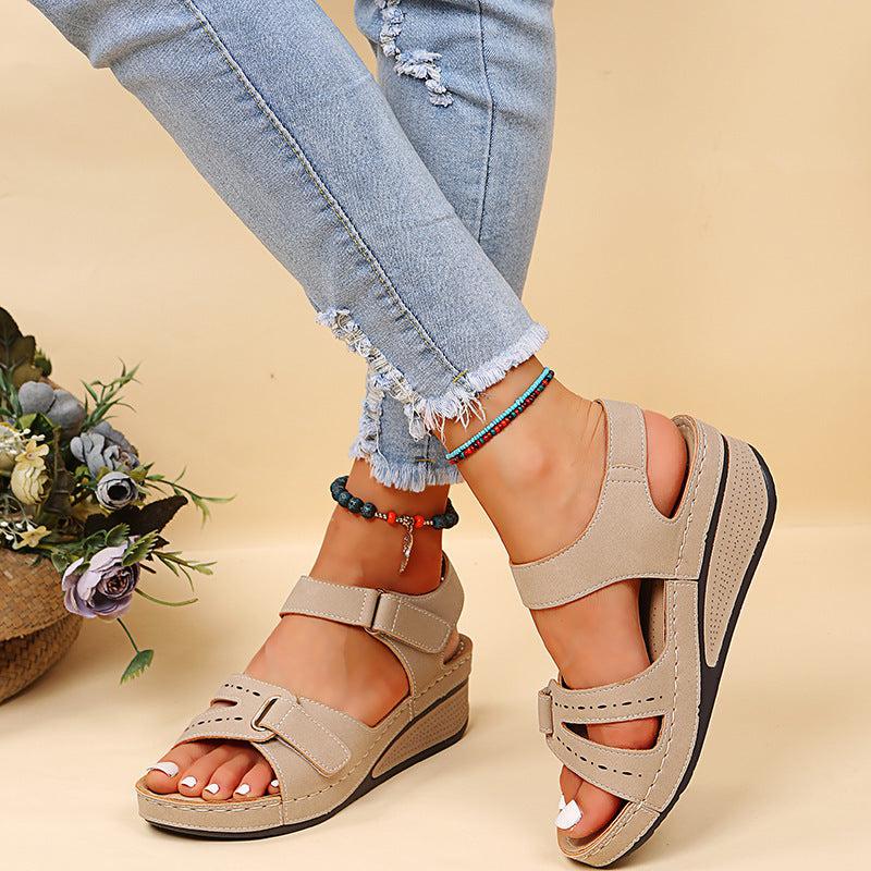 Cheky - Wedge Sandals Summer Velcro Platform Shoes Women