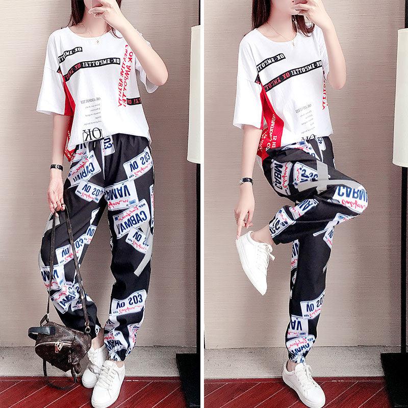 Cheky - Summer Sports And Leisure Fashion Short Sleeve Western Style Two-piece Suit