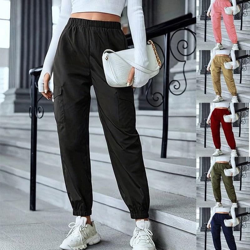 Cheky - New Cargo Pants Fashion Casual Multi-pocket Elastic Waist Pencil Pants For Women