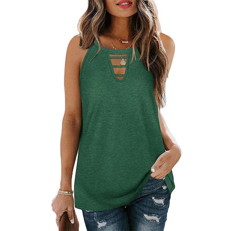 Cheky - Hollow Sleeveless Casual Vest Tshirt Women