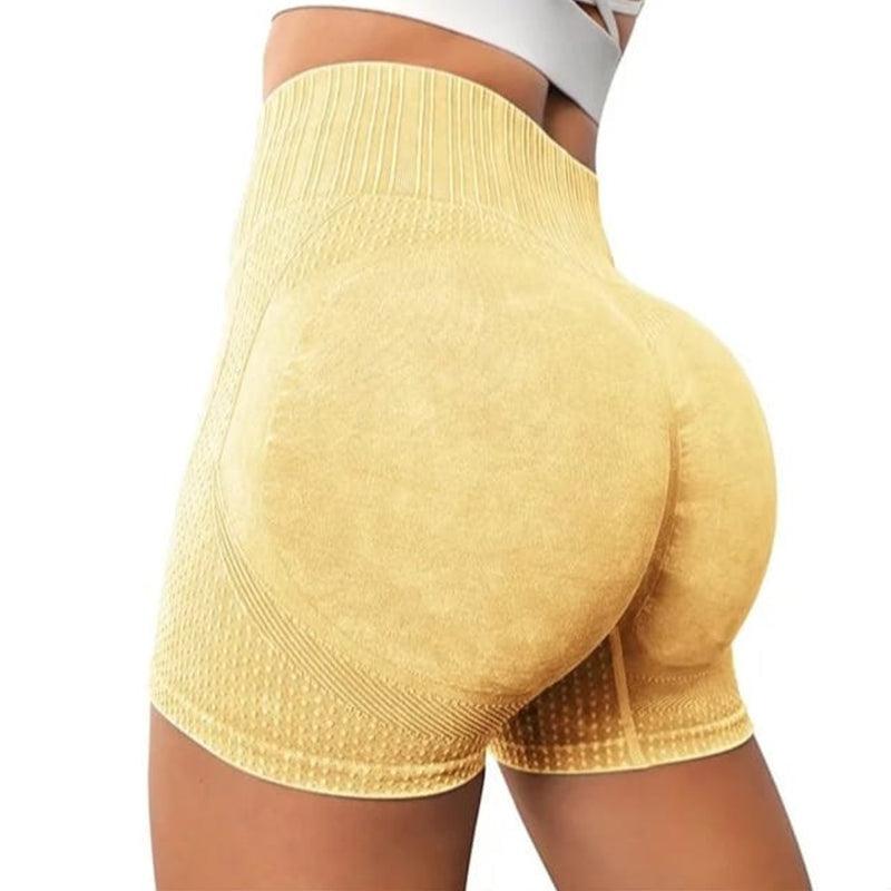 Cheky - High-waisted Hip-lifting Fitness Pants Solid Color Quick-drying Tight Running Sports Yoga Shorts Women