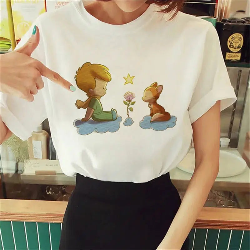 Cheky - Hot Spring Summer Little Prince Graphic Women's T-Shirt Little Prince Graphic Tees Vouge Shirts For women O-Neck Short Sleeve