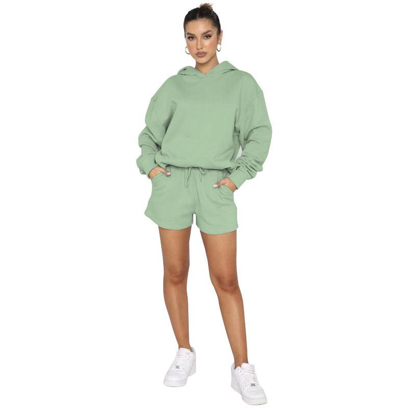 Cheky - Solid Color Pullover Hooded Long Sleeves Sweater For Women