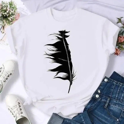 Cheky - Short Sleeve Butterfly Bow Sweet Flower Fashion Summer Women Print T Shirt Female Casual Top Tshirts Cartoon Graphic Tee T-Shirt