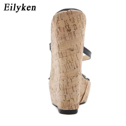 Cheky - Eilyken Designer High Heels Platform Wedges Women Slippers Summer Pinch Toe Slide Shoes Female Sandals Large Size 35-42