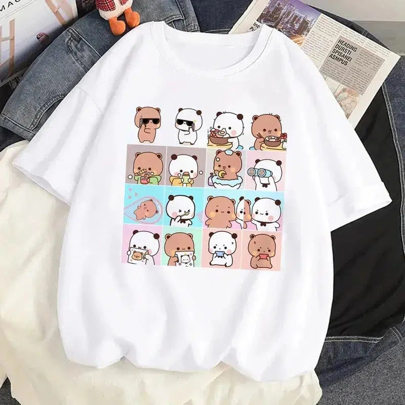 Cheky - Cute Bear LOVE T Shirt Women Bubu Dudu Couple Tops tee summer Short Sleeve tshirts female Korean Casual girl t-shirt camisetas