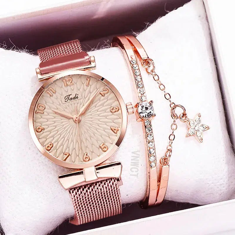 Cheky - New stock!! Women Watches Pentagram Bracelet Female Magnetic Mesh Band Woman Watch Bracelet lazy watch Montre Femme Reloj Mujer