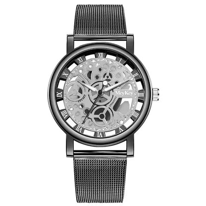 Cheky - New Fashion Top Women Hollow Skeleton Faux Mechanical Watch Ladies Metal Mesh Quartz Wrist Watches For Female Relogio Feminino