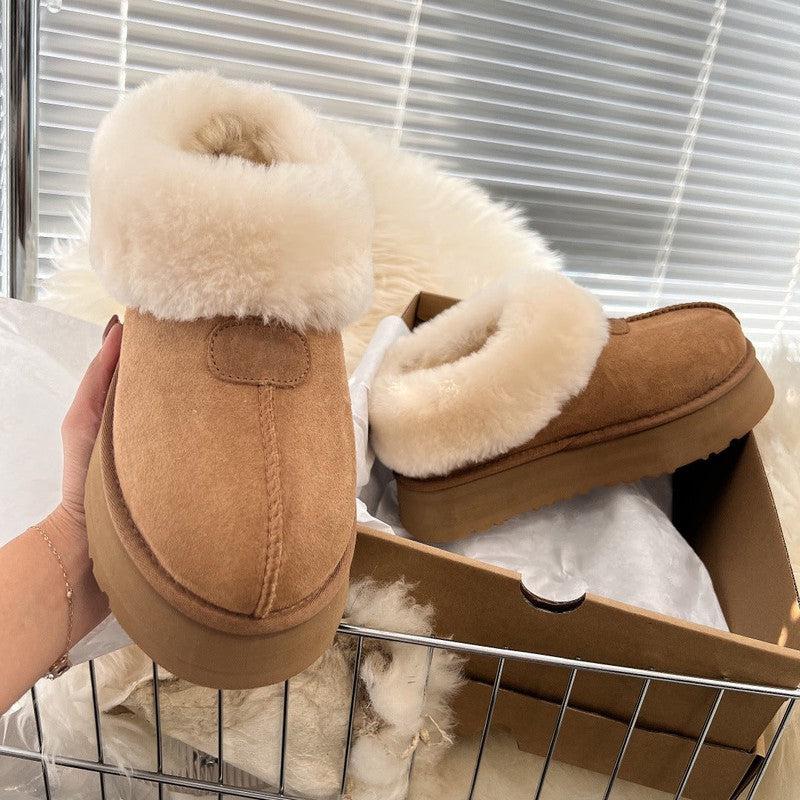 Cheky - Fur Integrated Platform Snow Boots Tarttt Short Tube Bread Shoes