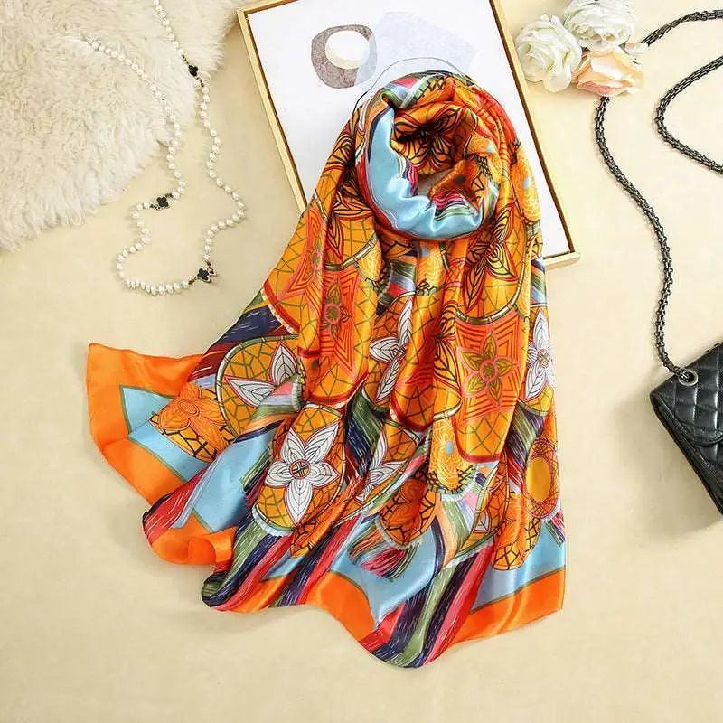 Cheky - All-in-one Sunscreen Shawl Travel Silk Scarf Women's Beach Towel