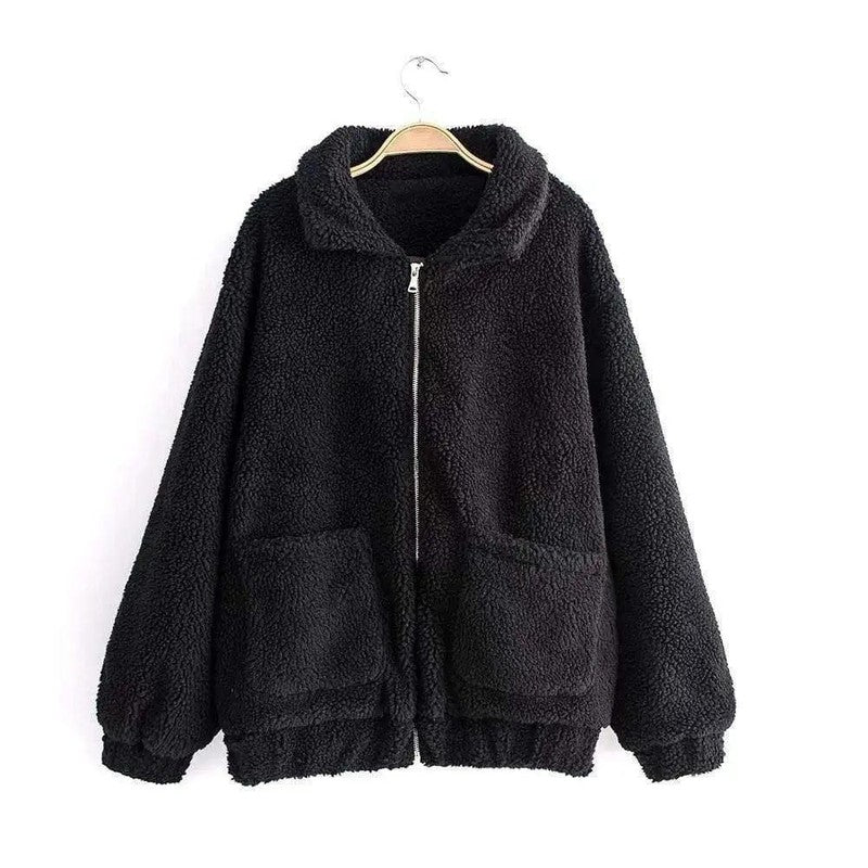 Cheky - Autumn and winter warm lamb hair pocket cotton coat cotton