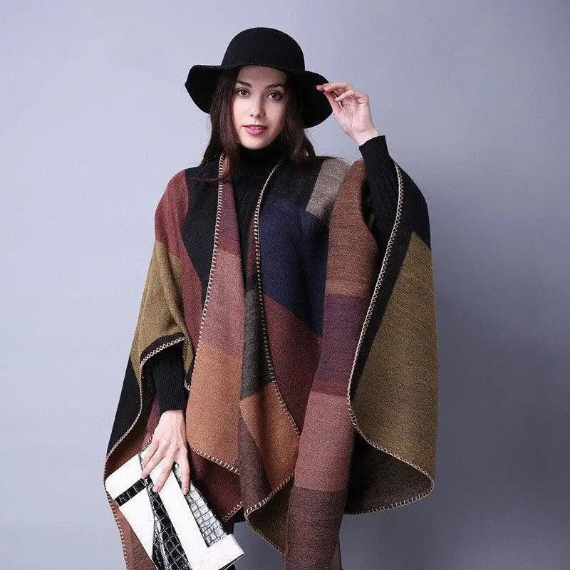 Cheky - Elegant Large Plaid Cashmere Scarf