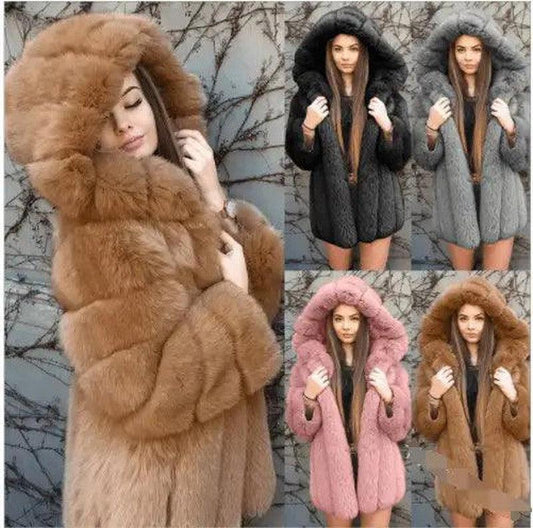 Cheky - Fashion Temperament Faux Fur Coat Women's Mid-length