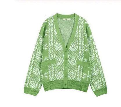 Cheky - Green V-neck Sweater