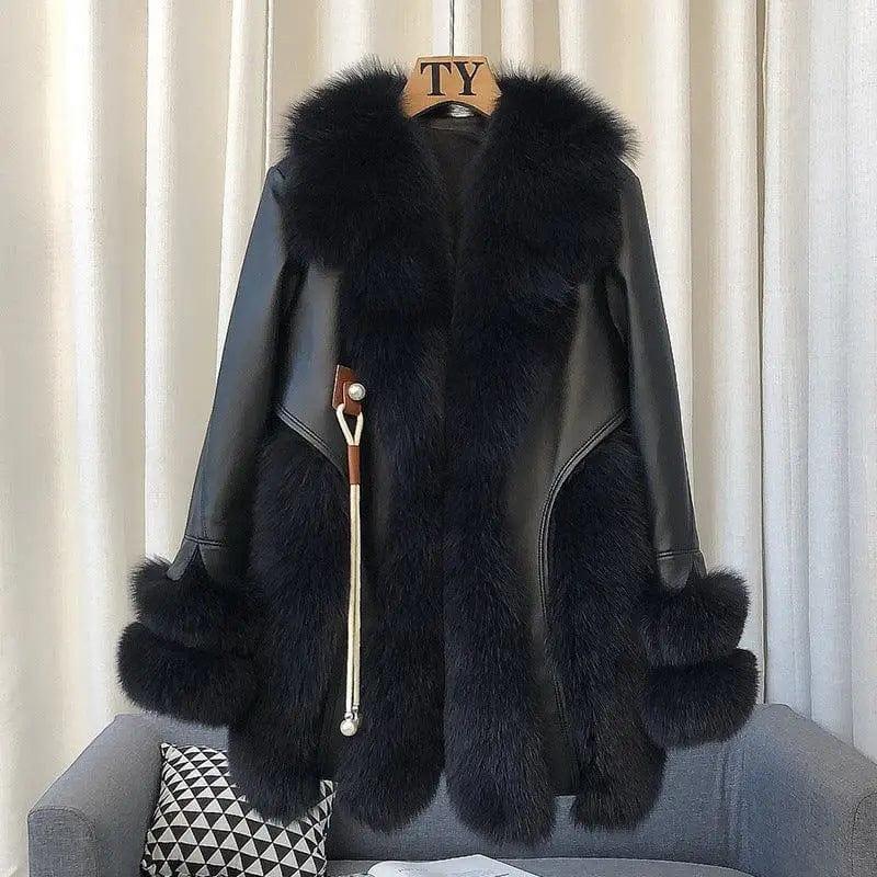 Cheky - High-end Imported Whole Skin Fox Fur Coat Female