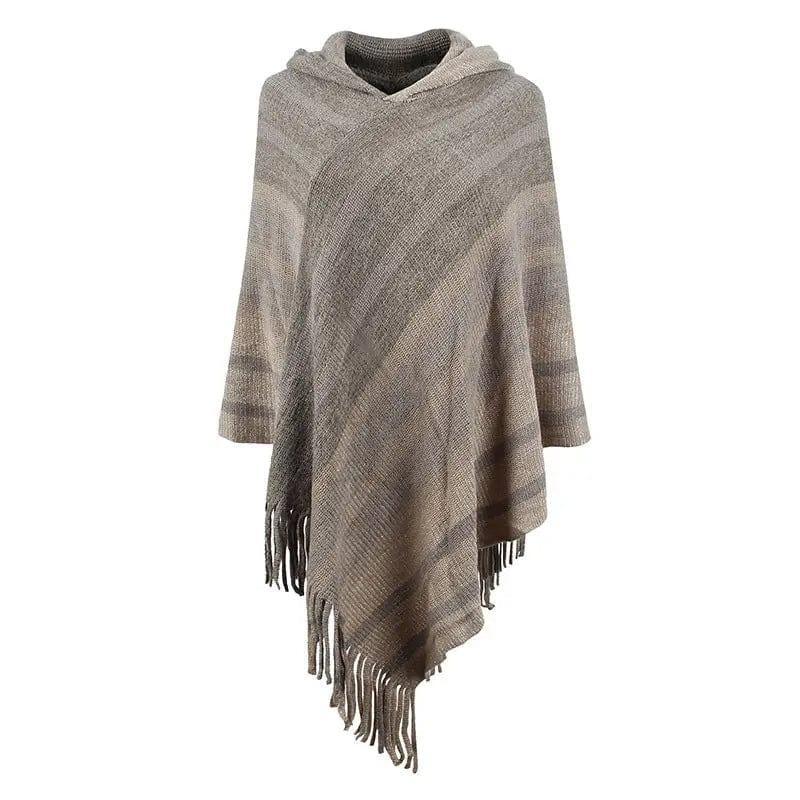 Cheky - Knitted Tassel Shawl Cape Women