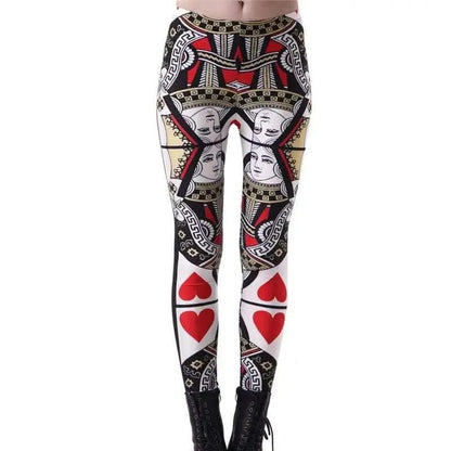 Cheky - Poker Print Red Heart Queen Leggings