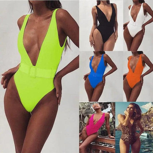 Cheky - Neon Splash Belted Monokini