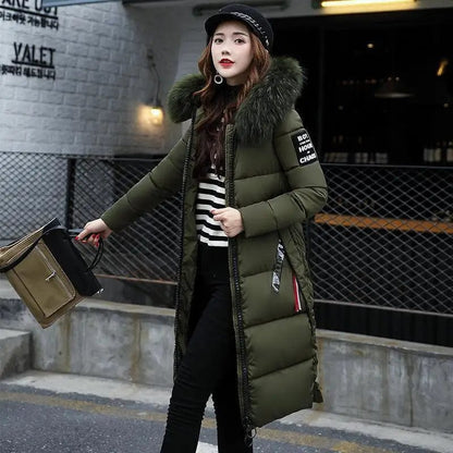 Cheky - Winter Elegance: Chic Padded Jacket with korean Fur Hood