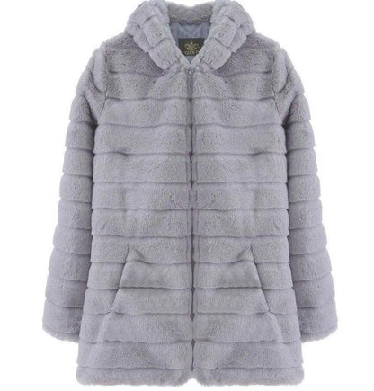 Cheky - Plush padded hooded lady mink short fur coat