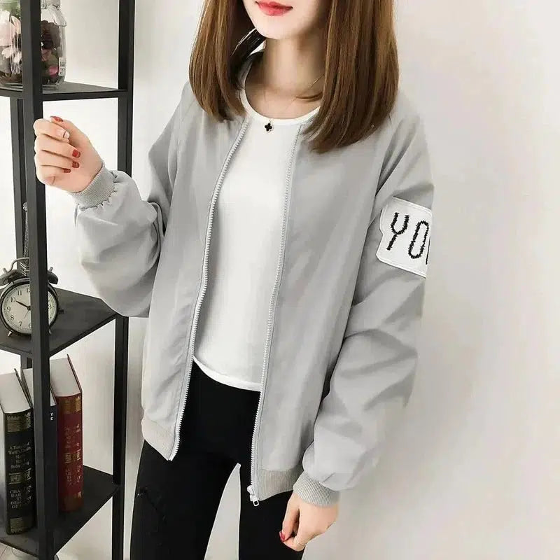 Cheky - Printed jacket female jacket baseball uniform loose bf shirt