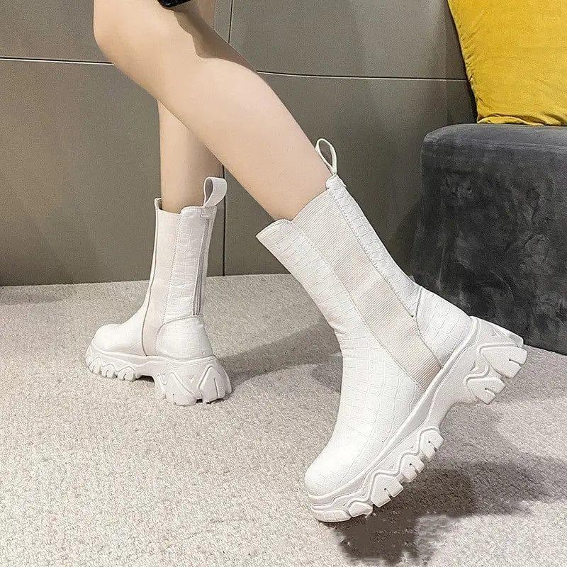 Cheky - Short Boots Women Round Head Sponge Cake Platform