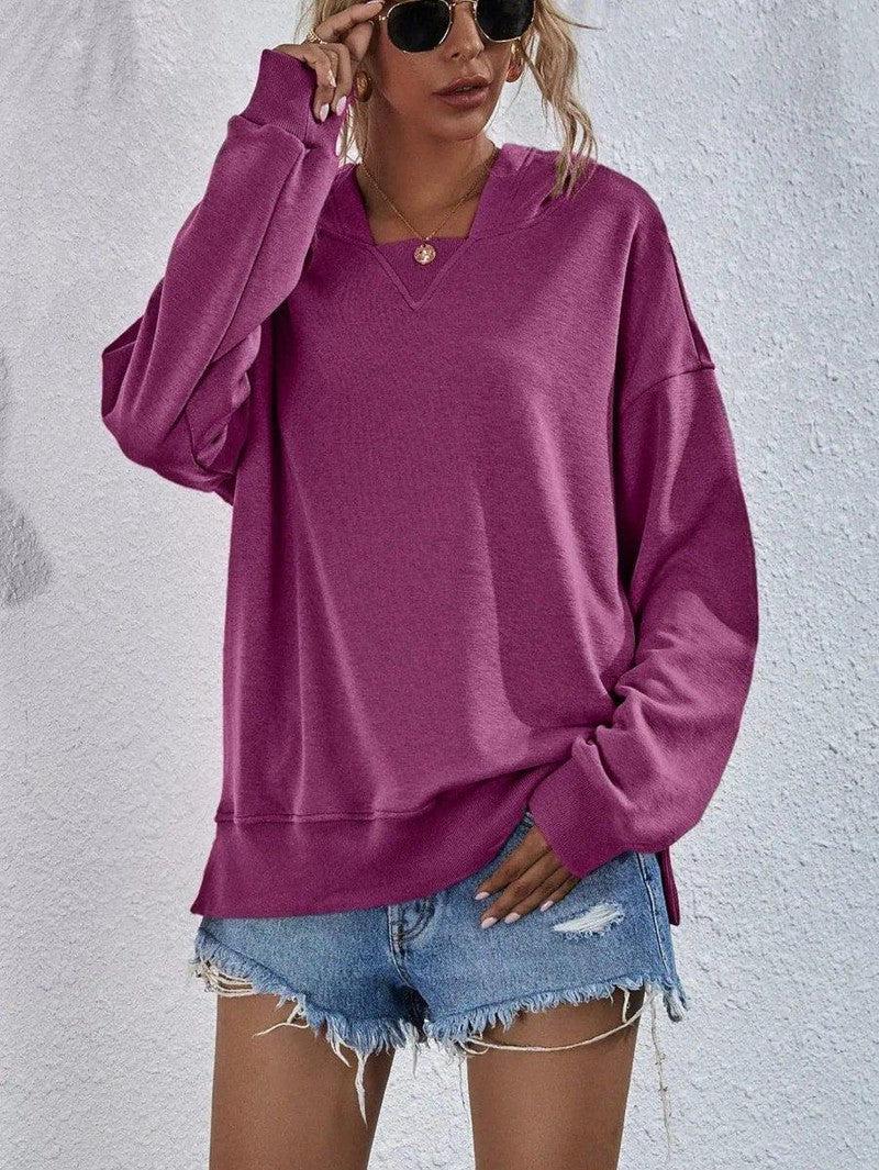 Cheky - Women's Fleece-lined Hooded Casual Loose Sweater