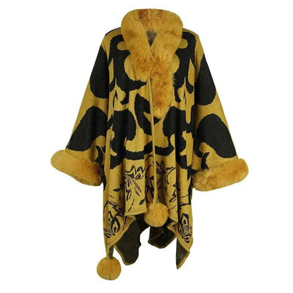 Cheky - Women's Fur Collar Thickened Warm Shawl